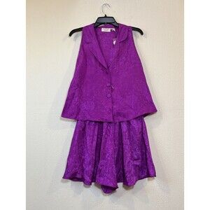 Vintage Victoria's Secret Sz M Gold Label Fuschia Satin 2 Piece Set